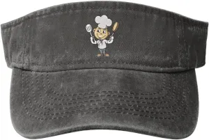 Chef with Spatula and Frying Pan Sun Visor Hats for Women Men Sun Hat Cotton Golf Hat Vintage Baseball Cap