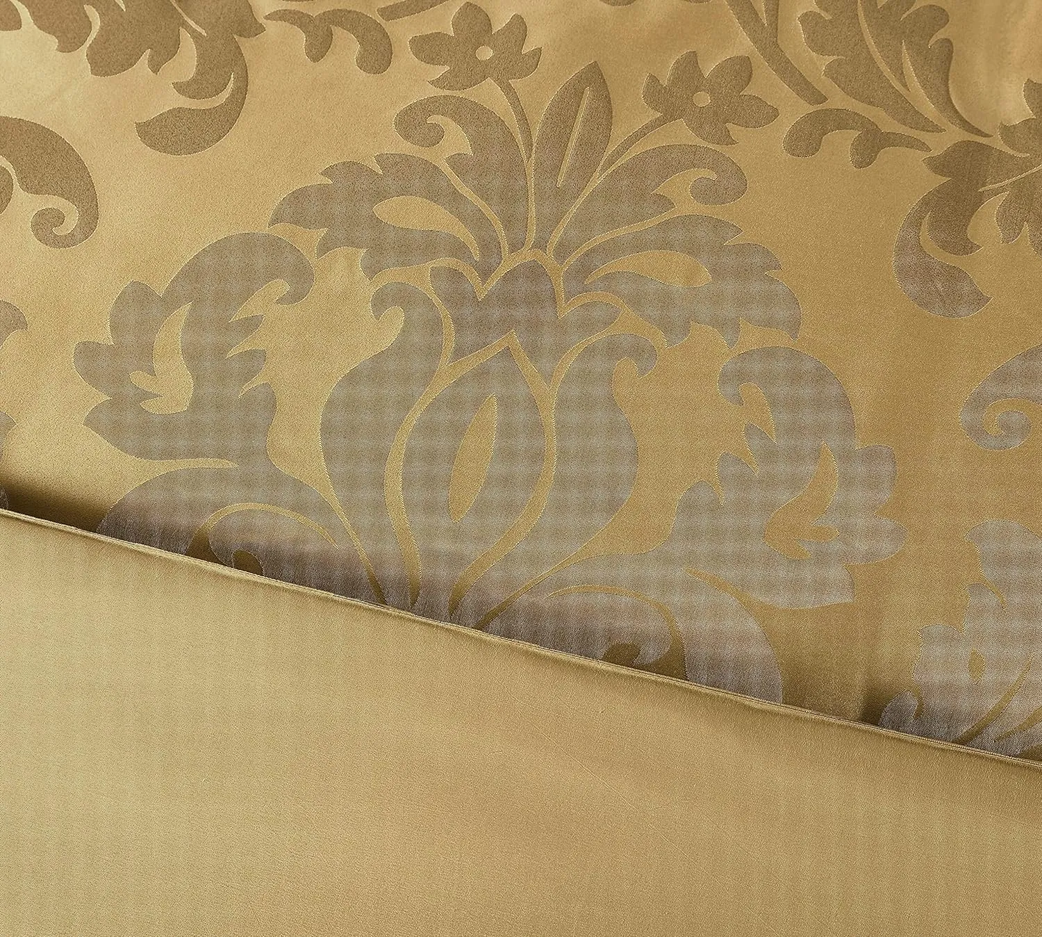 Chezmoi Collection 7-Piece Jacquard Floral Comforter Set (King, Gold)