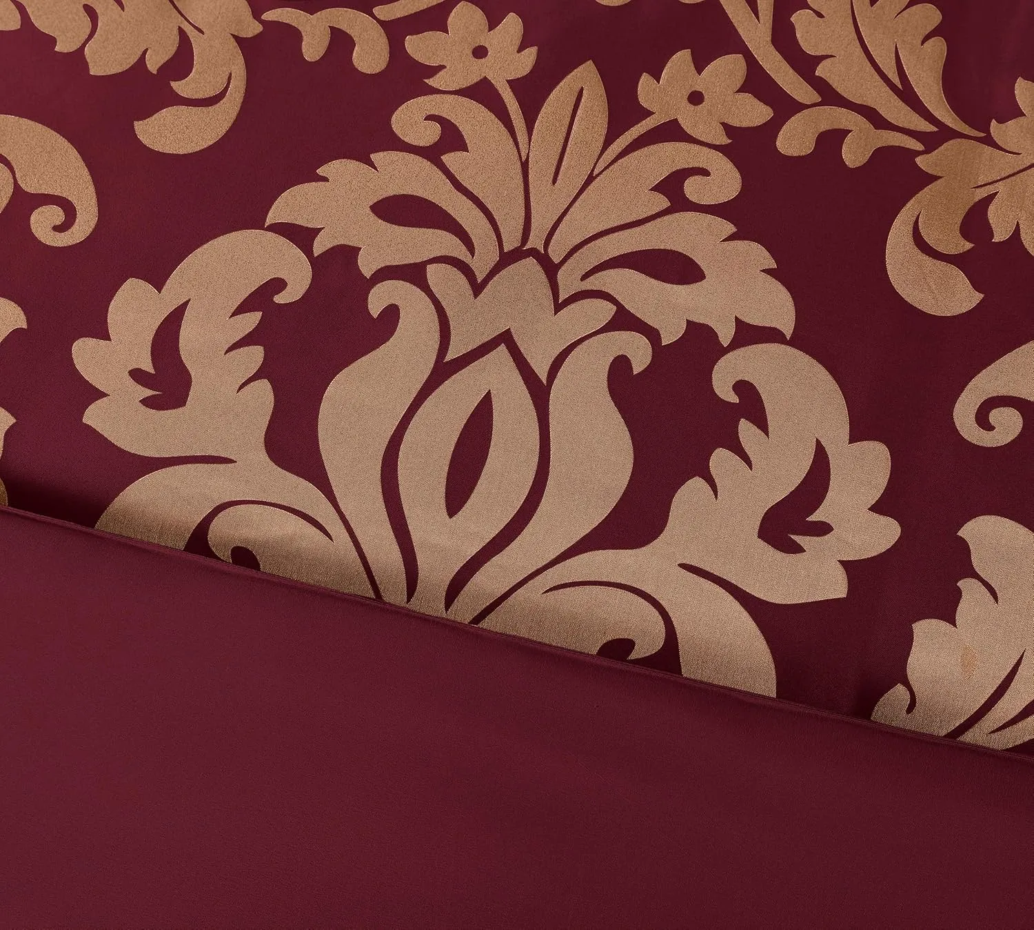 Chezmoi Collection 7-Piece Jacquard Floral Comforter Set (King, Maroon)