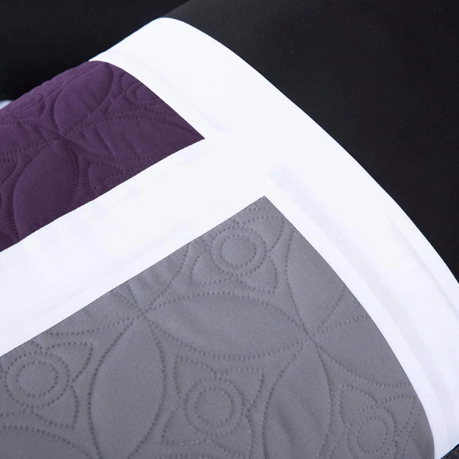 Chezmoi Collection Upland 7-Piece Quilted Patchwork Comforter Set, Purple/Black/Gray, King