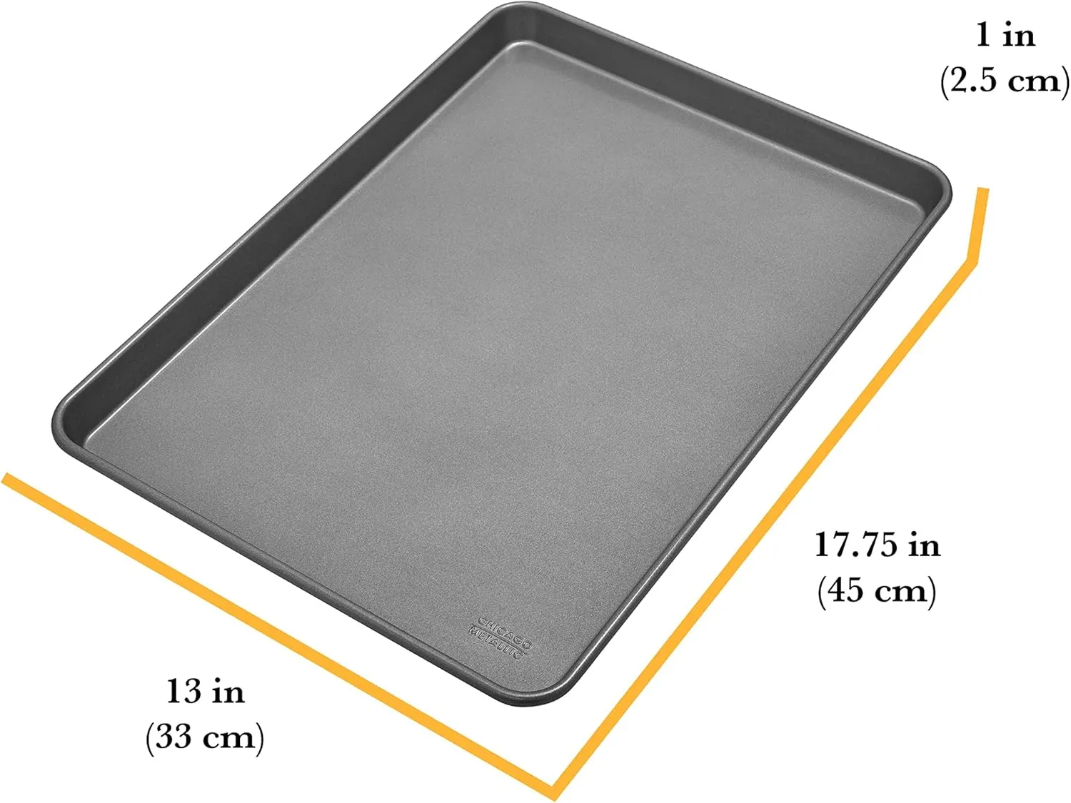 Chicago Metallic 59813 Commercial II Non-Stick Jelly Roll Pan. Perfect for making jelly rolls, cookies, pastries, pizza, one-pan meals, roasted vegetables, and more, 16-3/4 by 12-Inch