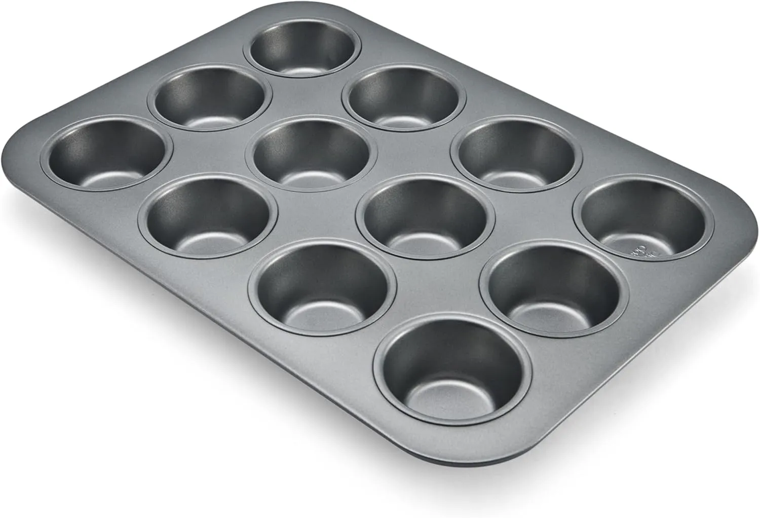 Chicago Metallic Commercial II Non-Stick 12-Cup Muffin Pan. Make muffins, cupcakes, mini quiches, egg cups, and more, 15.8 L x 11.3 W x 1.5 H;