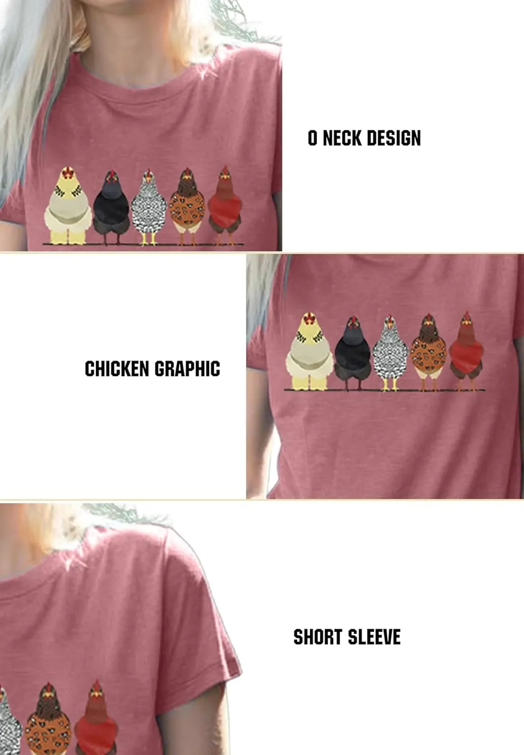 Chicken Tshirt Mom Cute T Shirts Womens Short Sleeves Farm Country Casual Tee Tops