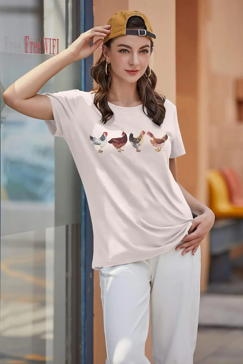 Chicken Tshirt Mom Cute T Shirts Womens Short Sleeves Farm Country Casual Tee Tops