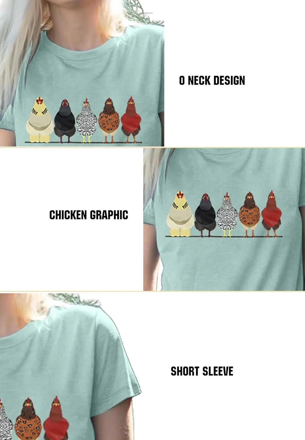 Chicken Tshirt Mom Cute T Shirts Womens Short Sleeves Farm Country Casual Tee Tops