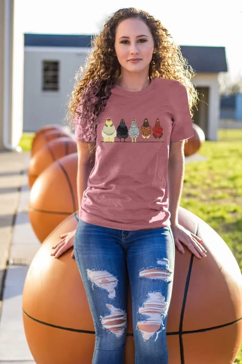 Chicken Tshirt Mom Cute T Shirts Womens Short Sleeves Farm Country Casual Tee Tops