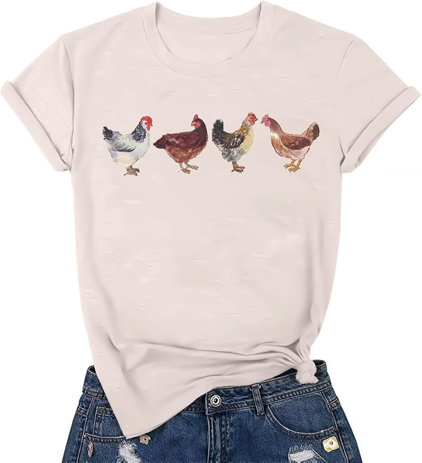 Chicken Tshirt Mom Cute T Shirts Womens Short Sleeves Farm Country Casual Tee Tops