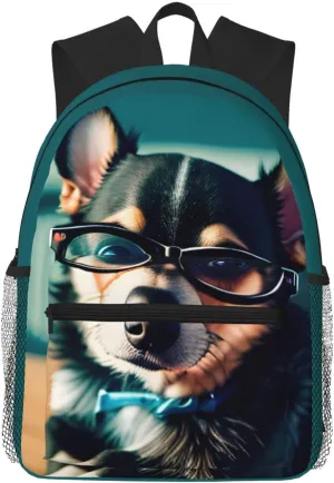 Chihuahua Dog Glasses Lightweight and Comfortable Casual Backpack MultiPurpose Day Bag, Travel Laptop Backpack