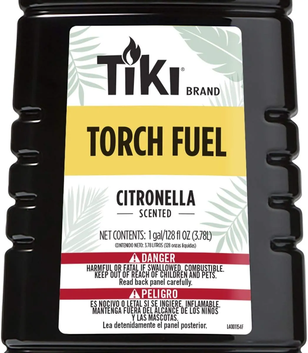 Citronella Torch Fuel - 1 Gallon (128 oz.), Easy Pour, Long-Lasting for Outdoor Torches & Table Torches, with Citronella & Lemongrass Oil, for Patio, Garden & Backyard Use