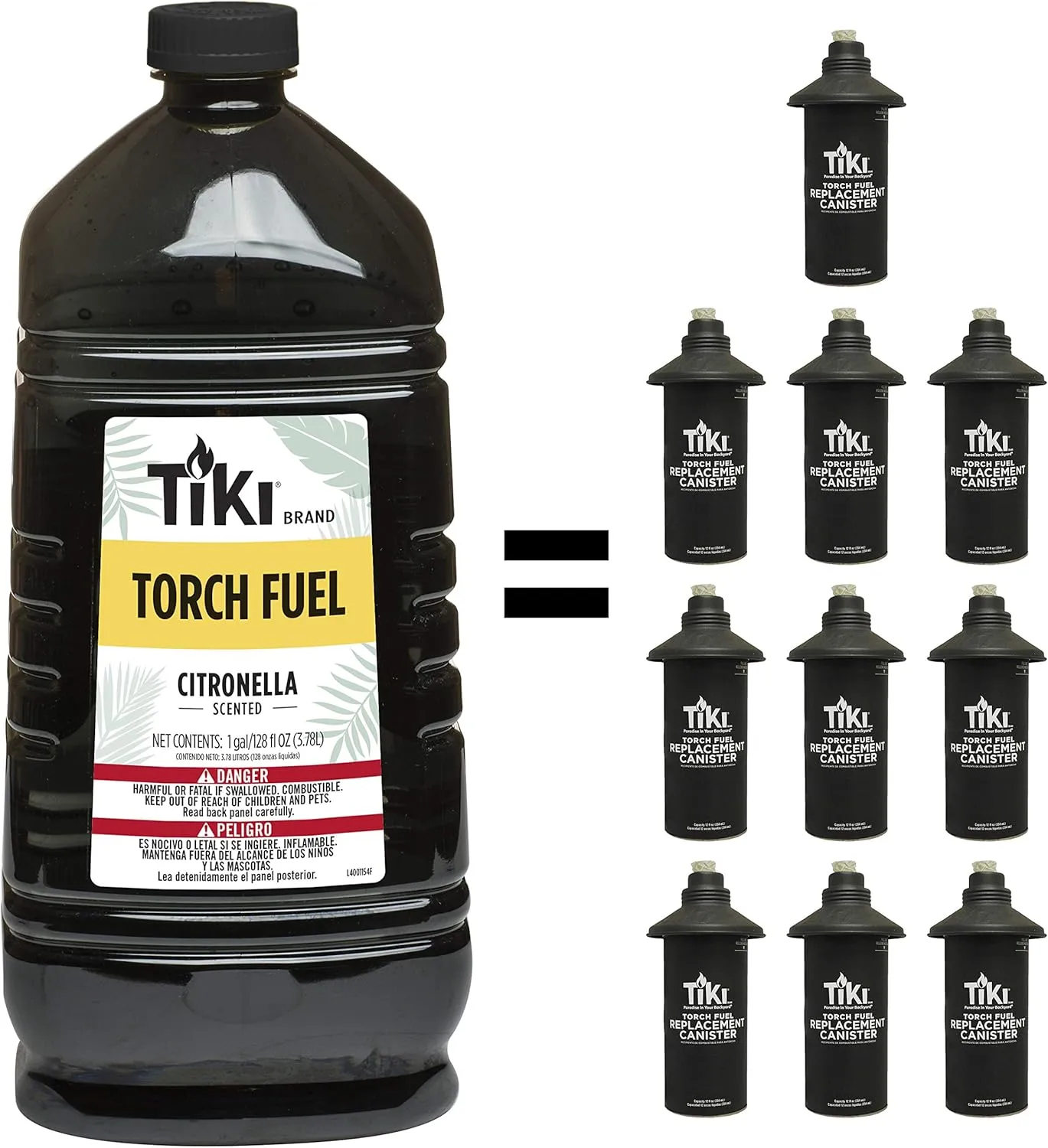 Citronella Torch Fuel - 1 Gallon (128 oz.), Easy Pour, Long-Lasting for Outdoor Torches & Table Torches, with Citronella & Lemongrass Oil, for Patio, Garden & Backyard Use