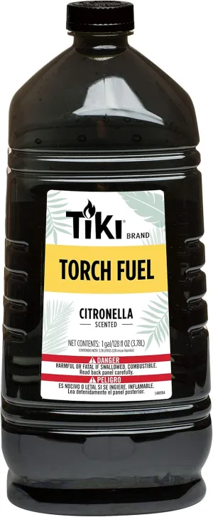 Citronella Torch Fuel - 1 Gallon (128 oz.), Easy Pour, Long-Lasting for Outdoor Torches & Table Torches, with Citronella & Lemongrass Oil, for Patio, Garden & Backyard Use