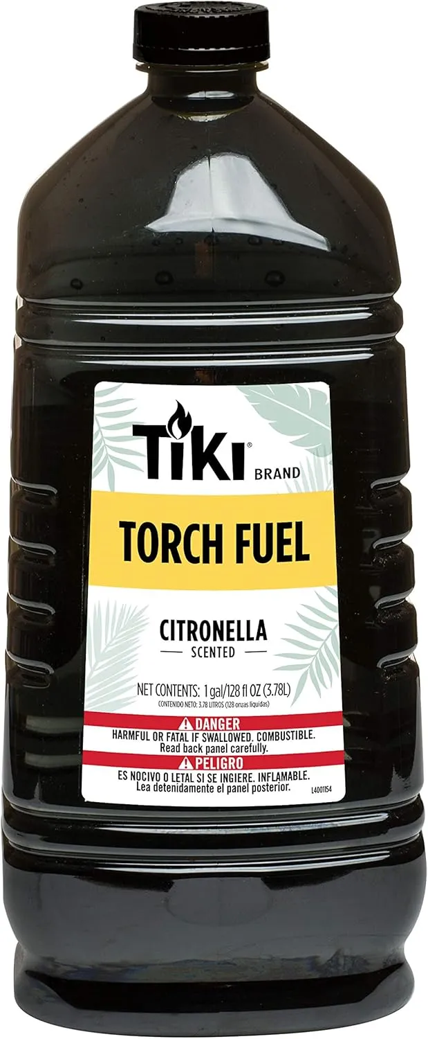 Citronella Torch Fuel - 1 Gallon (128 oz.), Easy Pour, Long-Lasting for Outdoor Torches & Table Torches, with Citronella & Lemongrass Oil, for Patio, Garden & Backyard Use