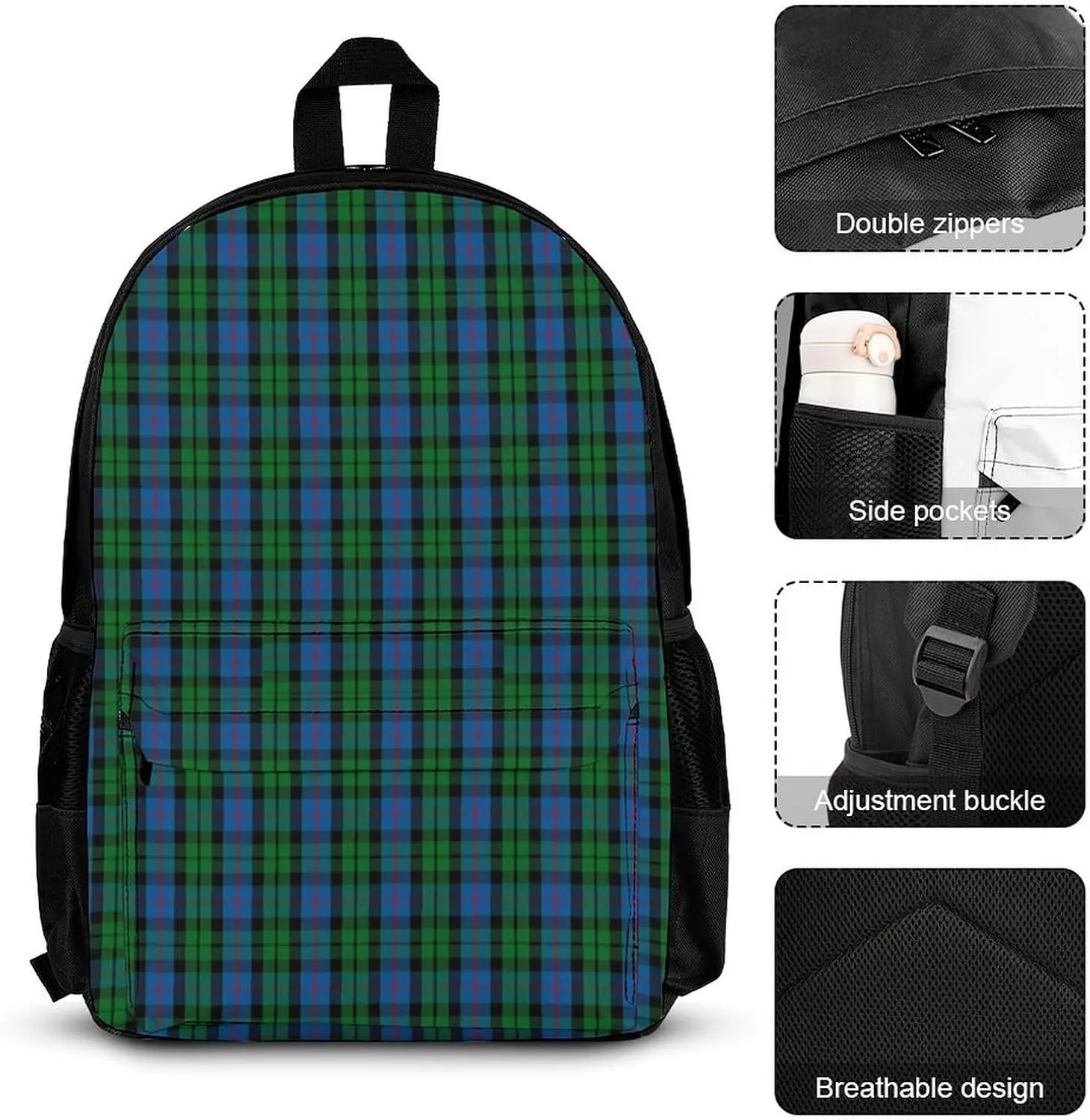 Clan Morrison Tartan Lightweight Pocket Backpack Crossbody Lunch Bag Set Unisex