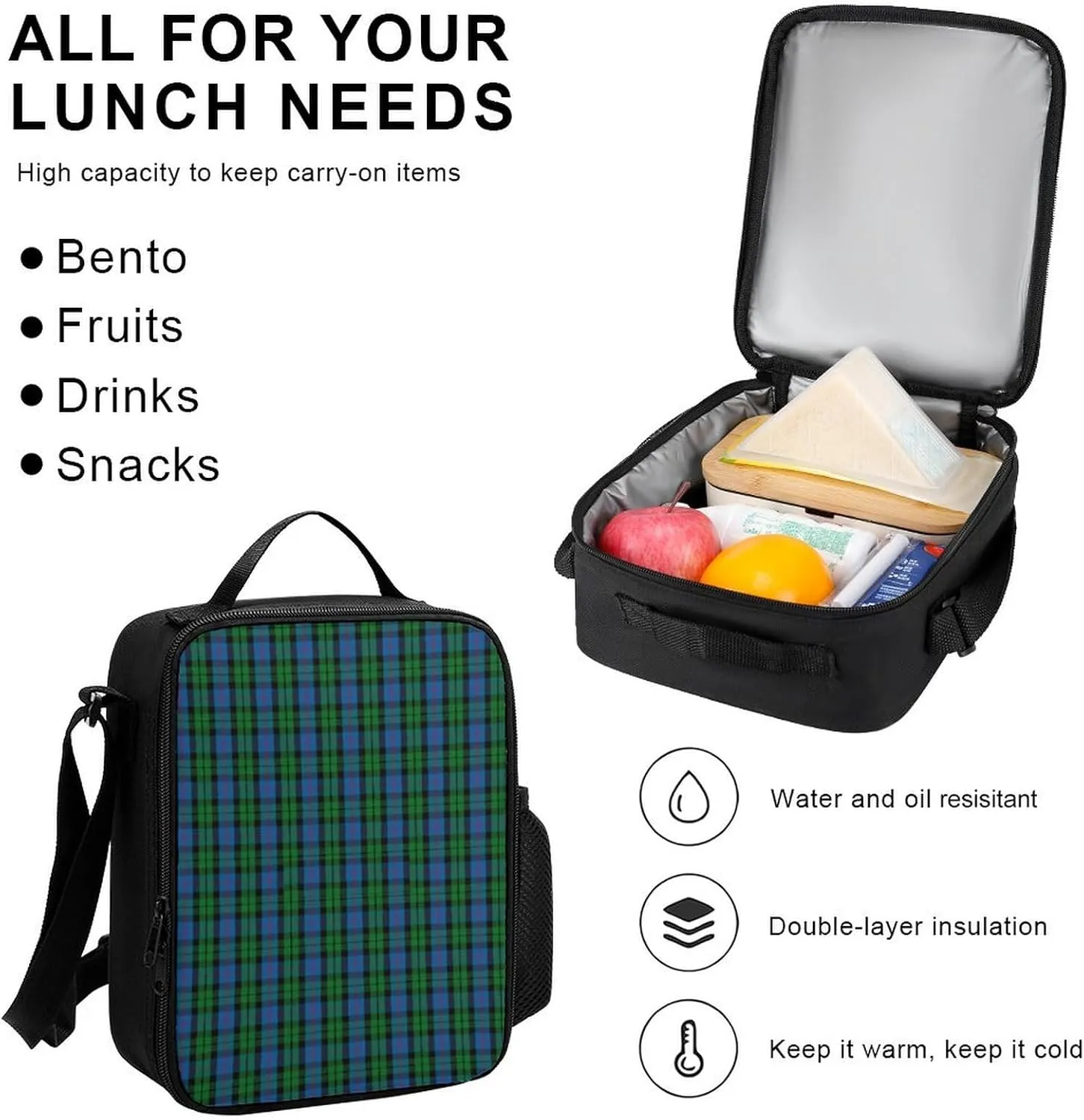 Clan Morrison Tartan Lightweight Pocket Backpack Crossbody Lunch Bag Set Unisex