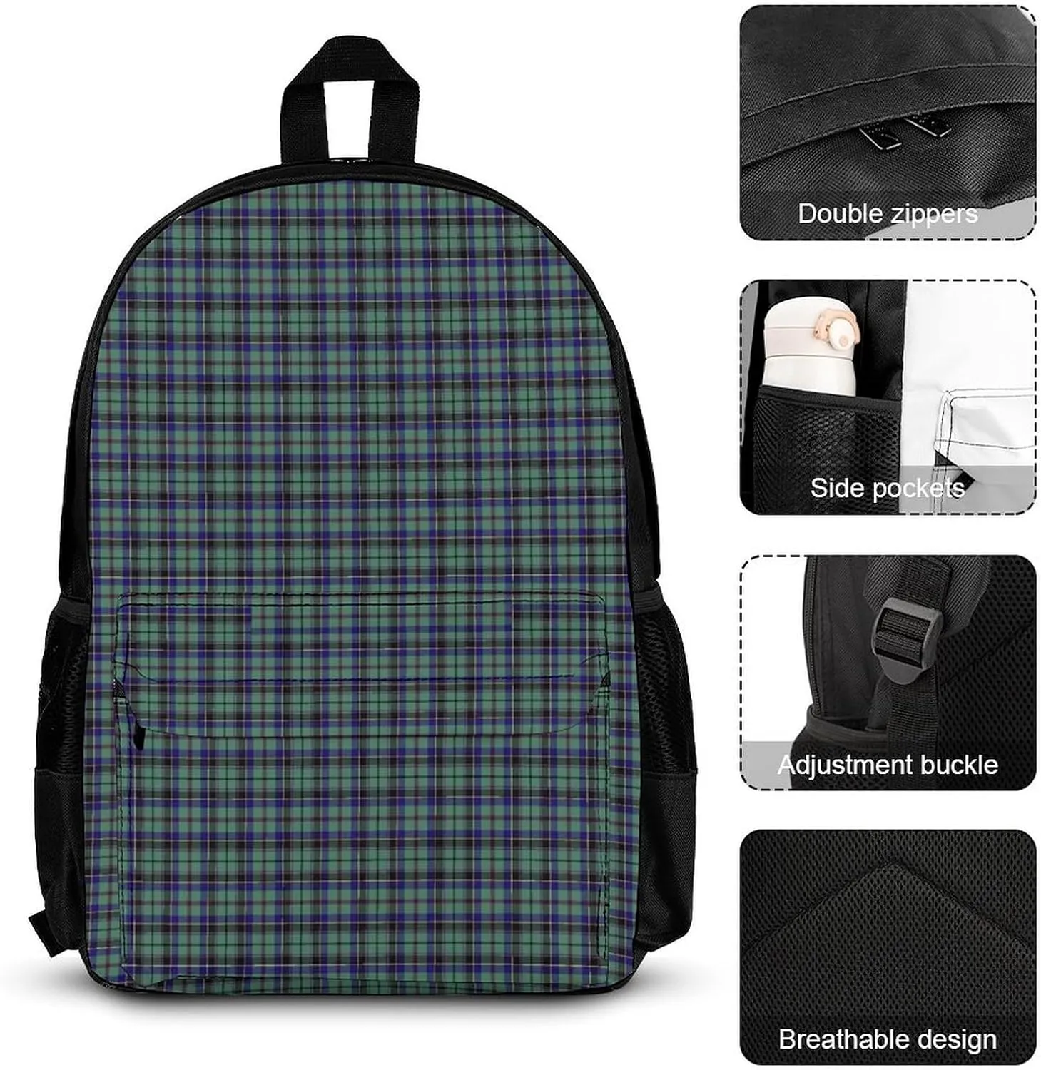 Clan Stevenson Tartan Lightweight Pocket Backpack Crossbody Lunch Bag Set Unisex