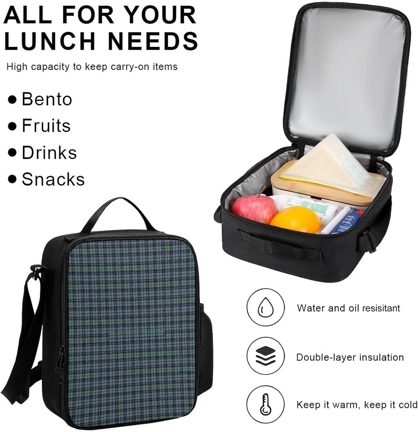 Clan Stevenson Tartan Lightweight Pocket Backpack Crossbody Lunch Bag Set Unisex