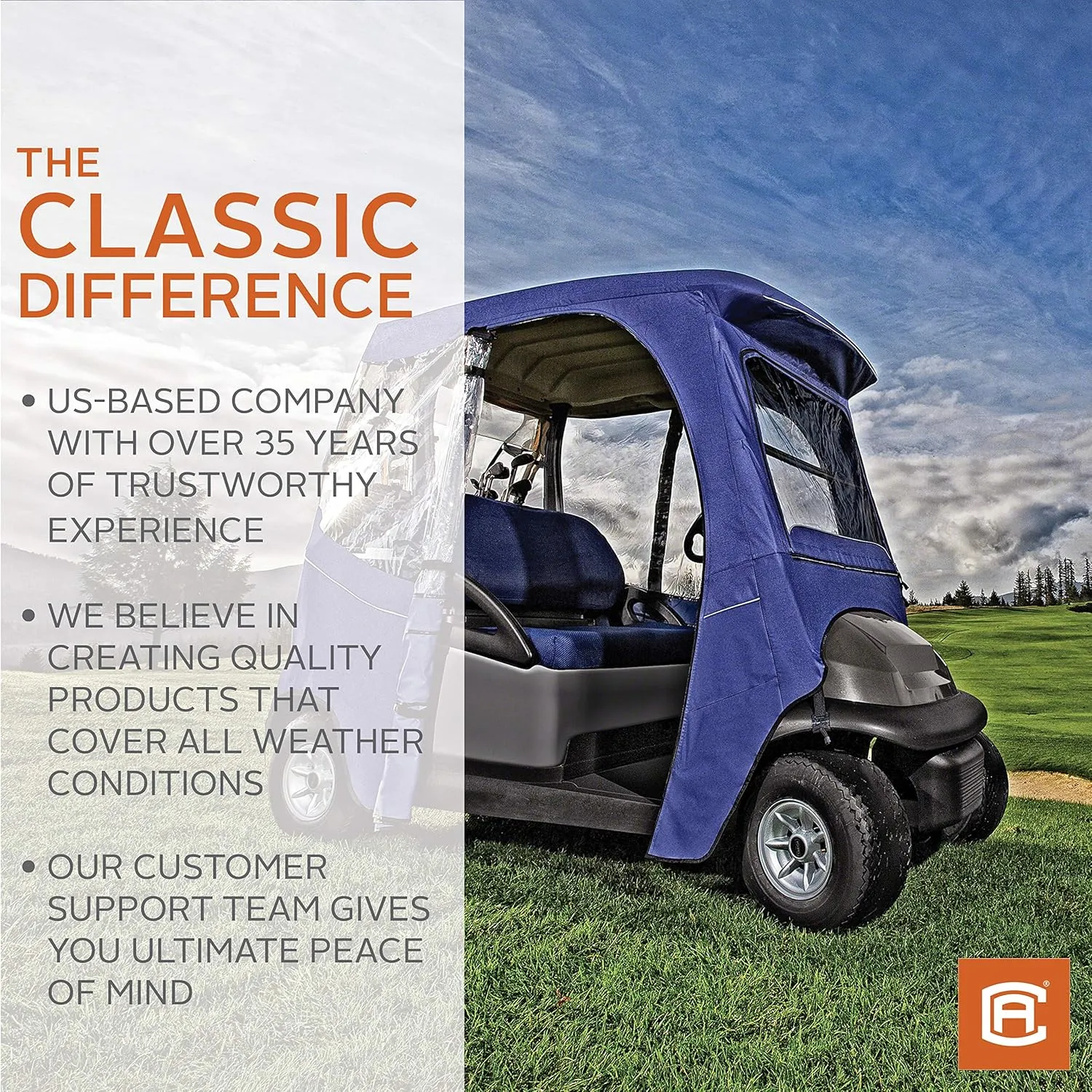 Classic Accessories Fairway Deluxe 4-Sided 4-Person Golf Cart Enclosure