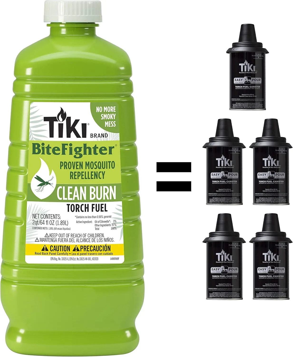 Clean Burn Mosquito Repellent Torch Fuel – 1/2 Gallon (64 oz.), Smokeless & Low-Soot Citronella, Mosquito Repellent, Plant-Based Formula for Outdoor, Patio, Garden & Backyard Torches