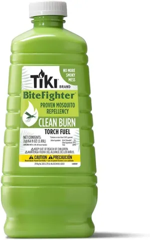 Clean Burn Mosquito Repellent Torch Fuel – 1/2 Gallon (64 oz.), Smokeless & Low-Soot Citronella, Mosquito Repellent, Plant-Based Formula for Outdoor, Patio, Garden & Backyard Torches