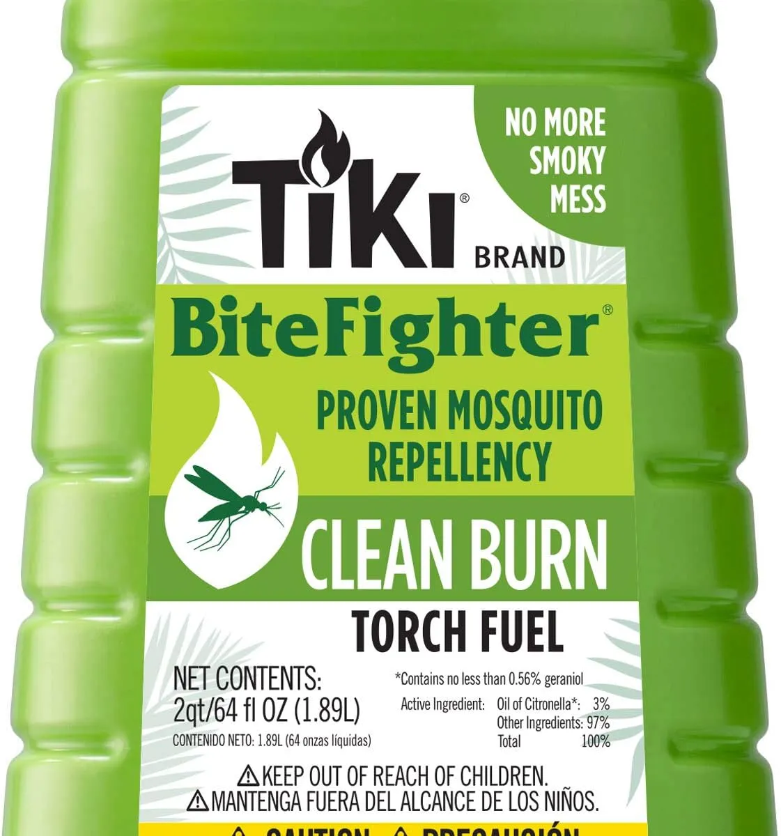 Clean Burn Mosquito Repellent Torch Fuel – 1/2 Gallon (64 oz.), Smokeless & Low-Soot Citronella, Mosquito Repellent, Plant-Based Formula for Outdoor, Patio, Garden & Backyard Torches