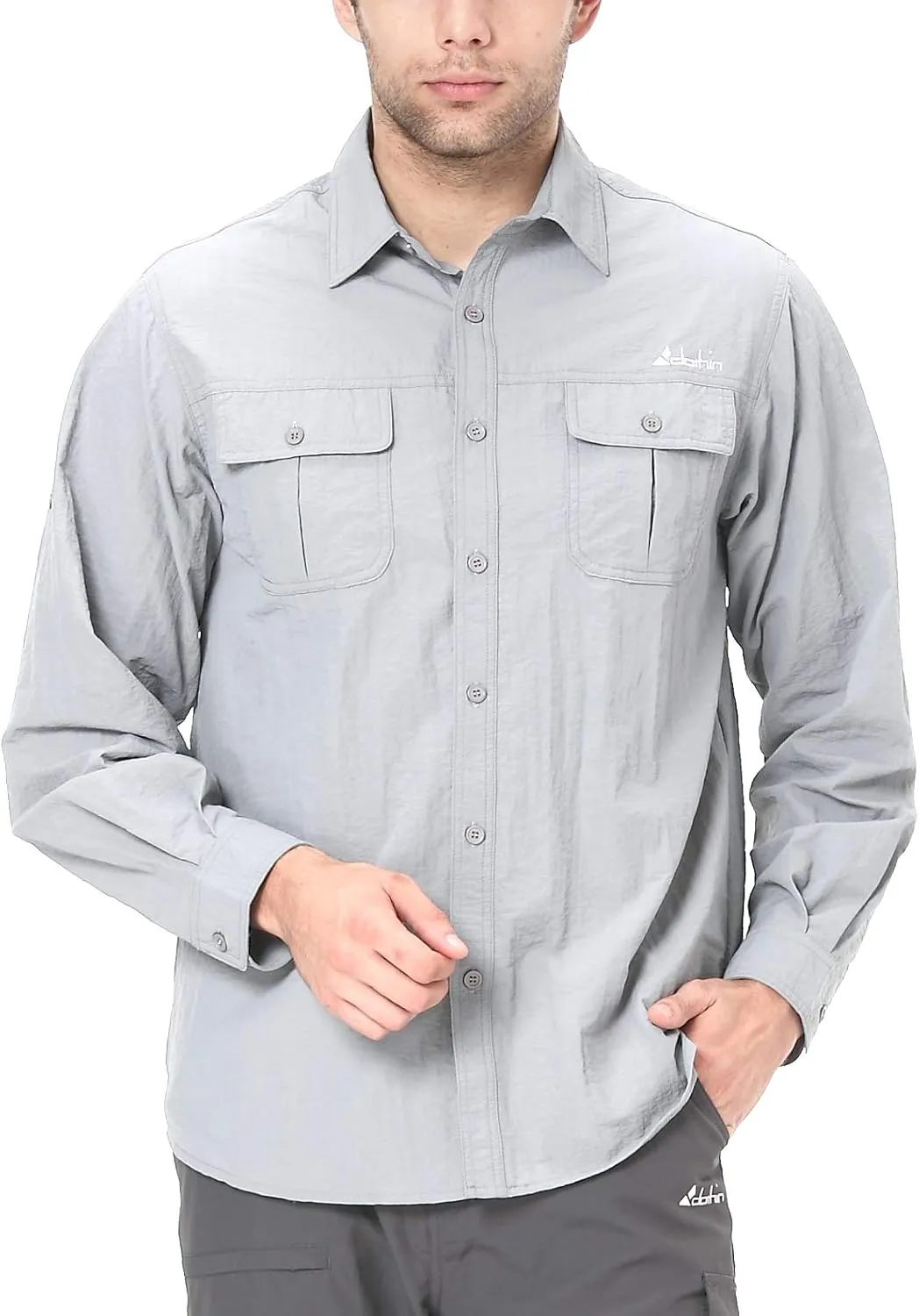 clothin Men's Long Sleeve Fishing Vented Shirt - Quick-Dry Roll-Up Lightweight Cooling Outdoor