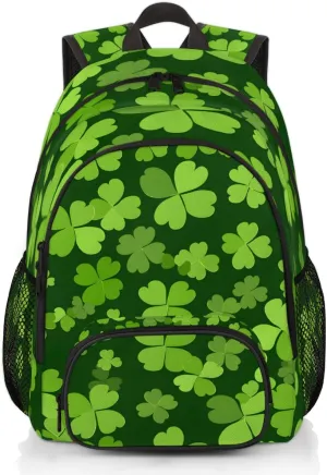 Clover Green Plants Backpack for Women Men Travel Casual Daypack Laptop iPad Tablet Shoulder Bag Lightweight Backpack with Multiple Pockets