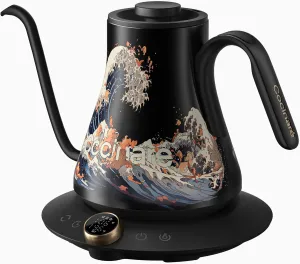 Cocinare Electric Gooseneck Kettle with Temperature Control, Pour Over Coffee & Tea, 1200W for 180-sec Quick Boil Time, 600g Ultra Light, 30oz/0.9L (Wave)