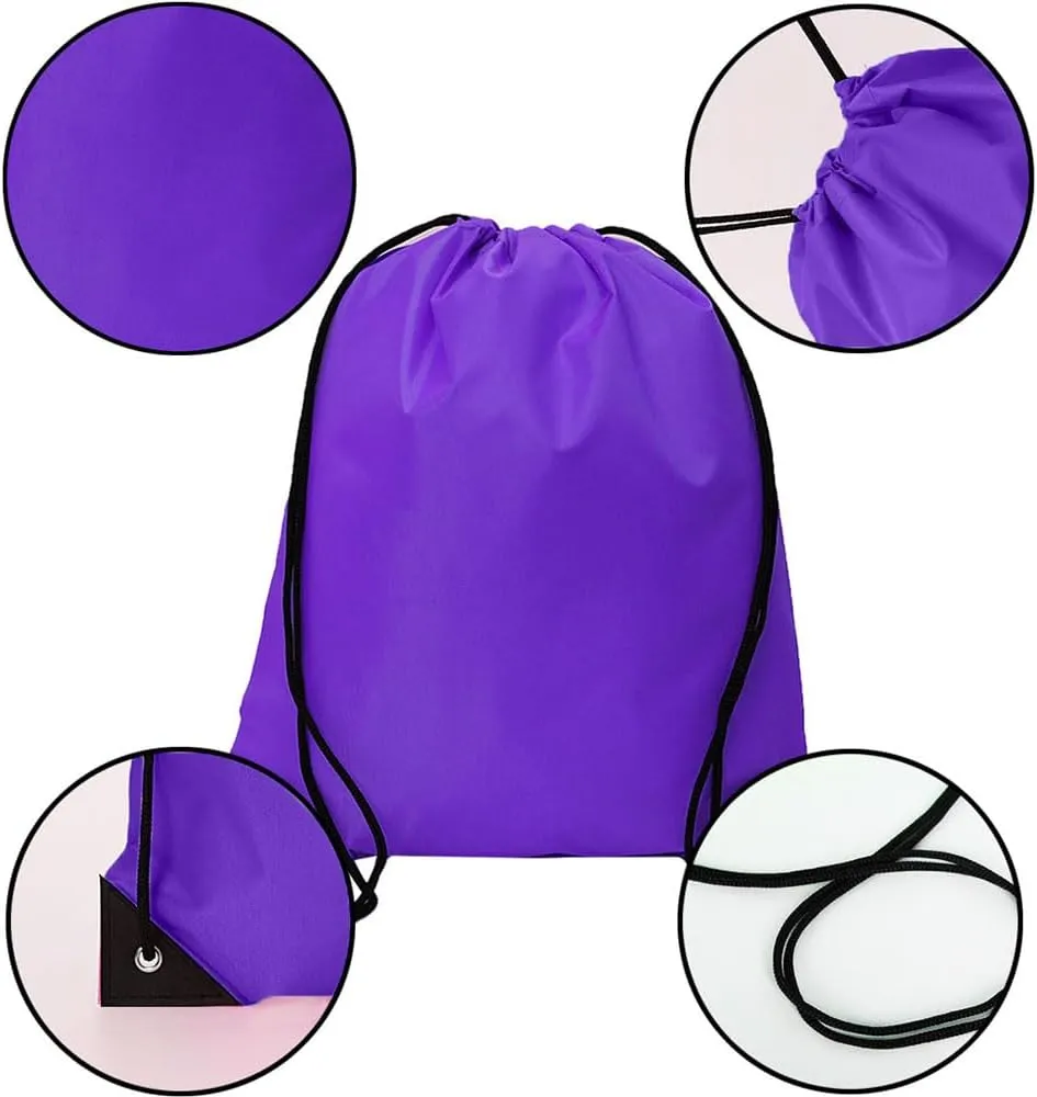CODOBON 20 Pcs Drawstring Backpack Bulk Draw String Bags Cinch Polyester Bag for Gym Sport, Purple