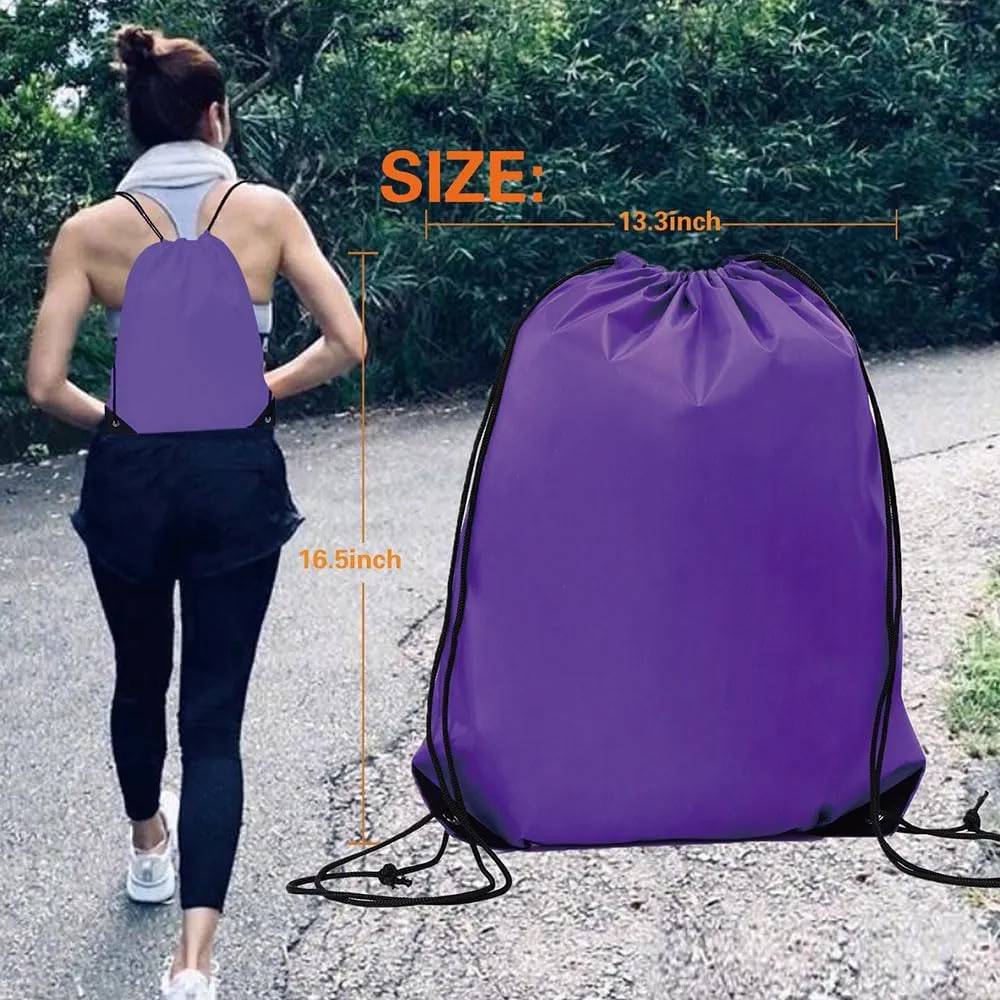 CODOBON 20 Pcs Drawstring Backpack Bulk Draw String Bags Cinch Polyester Bag for Gym Sport, Purple