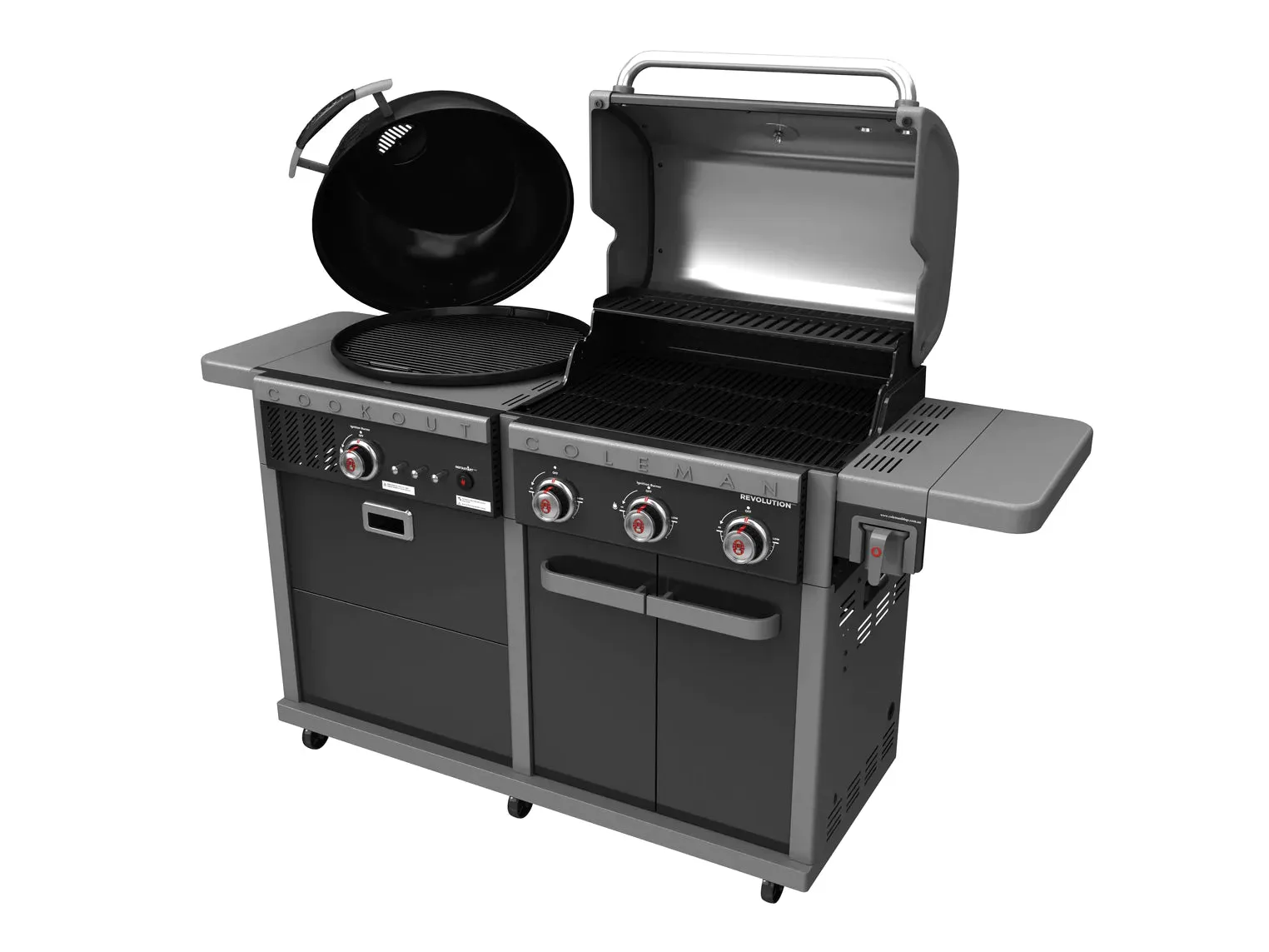 Coleman Revolution Gas & Charcoal BBQ In Black Gloss - REVDFBGL