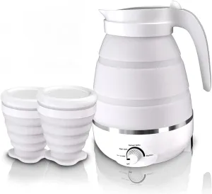 Collapsible Travel Kettle, Electric Portable Foldable Kettle Food Grade Silicone Travel Foldable Electric Kettle Suitable for 110V -220V Dual Voltage for Tea Coffee 600-800W