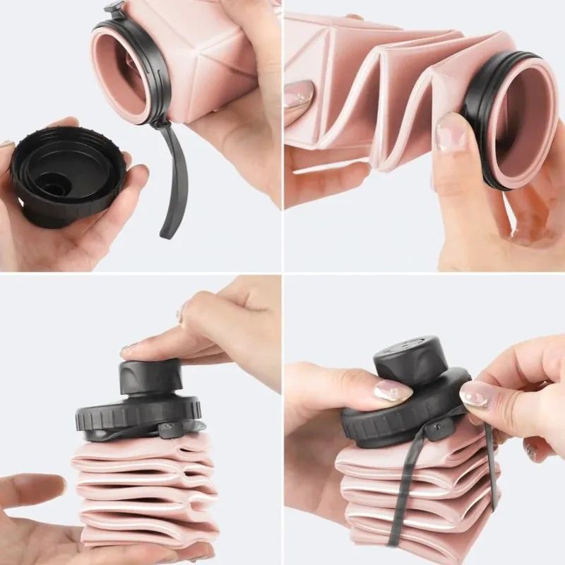 Collapsible Water Bottle for Travel 610ML  Lightweight Portable Water Bottle Food Grade Leakproof Foldable kettle kitchenware