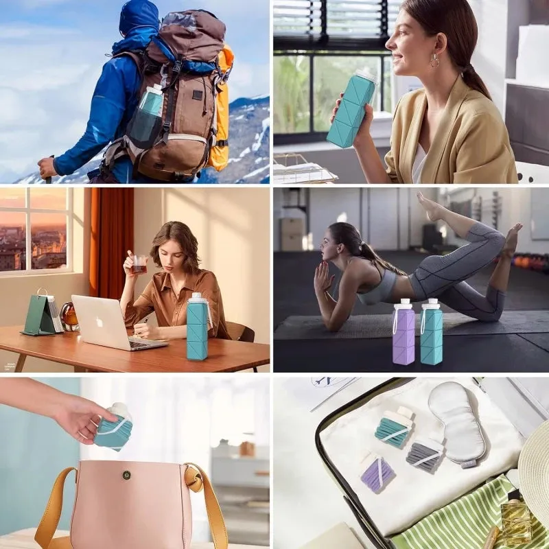 Collapsible Water Bottle for Travel 610ML  Lightweight Portable Water Bottle Food Grade Leakproof Foldable kettle kitchenware