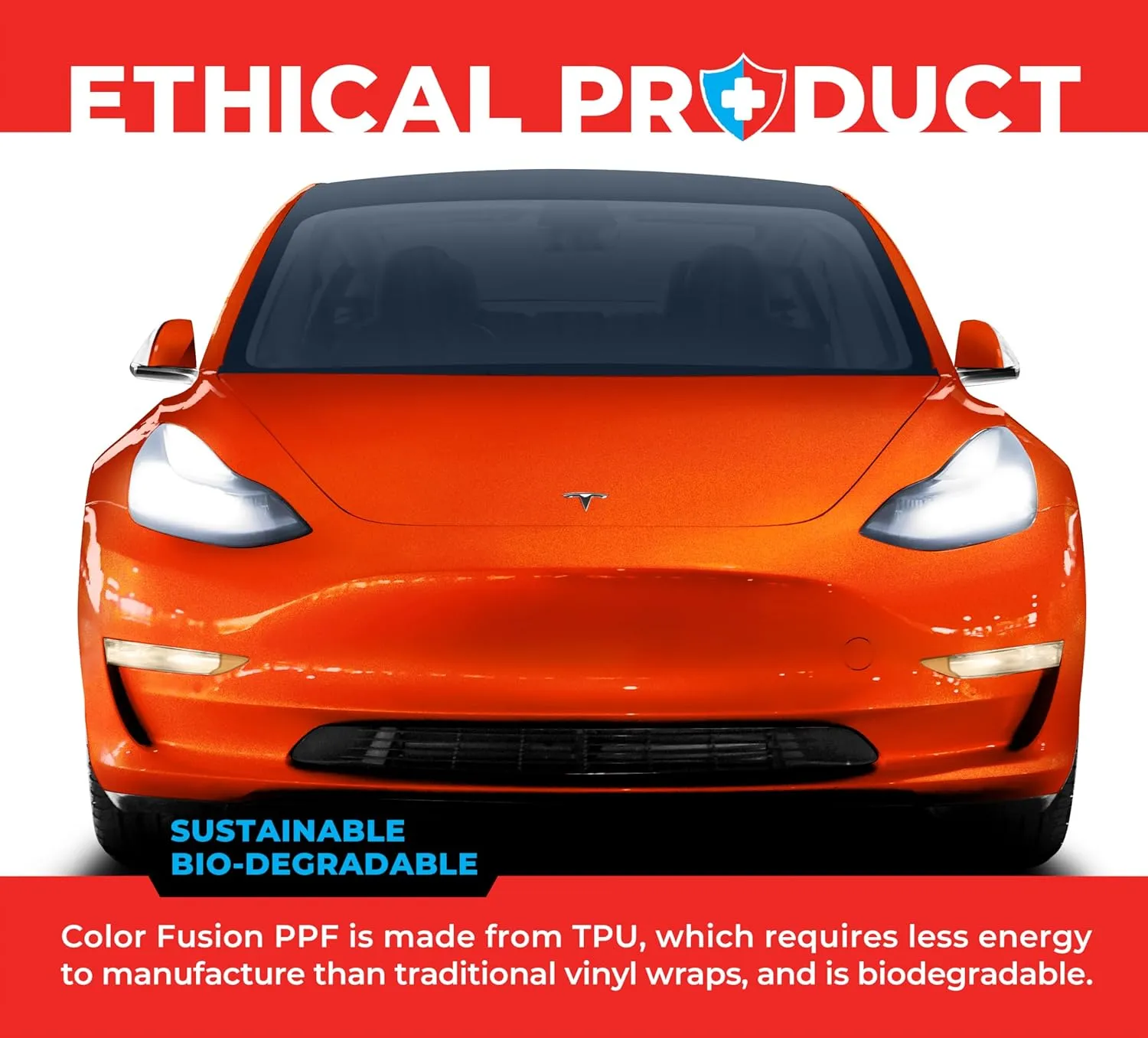 ColorFusion PPF by VViViD, Gloss Flame Orange Dry Apply PPF Vinyl Car Wrap Roll 1ft x 5ft