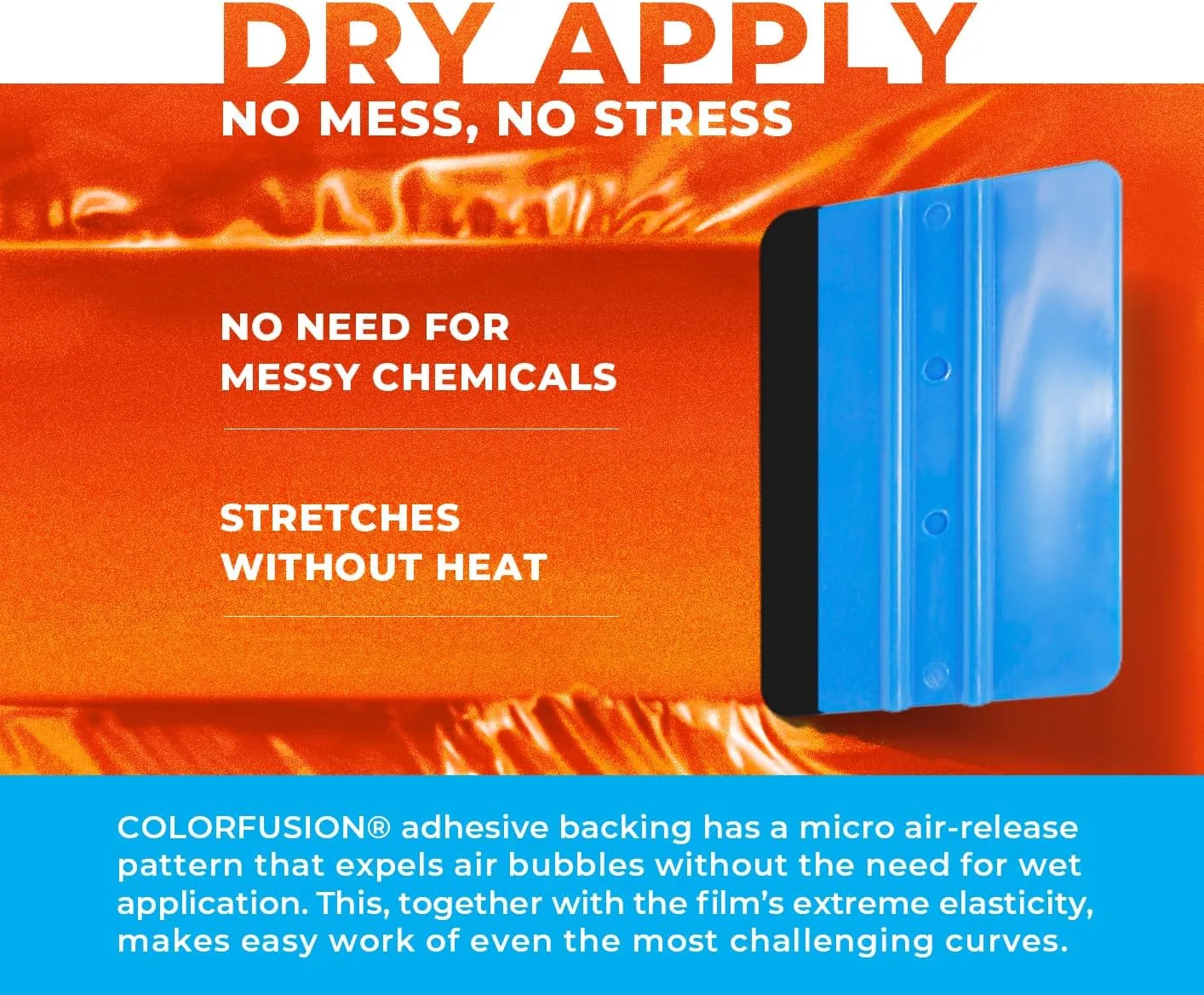 ColorFusion PPF by VViViD, Gloss Flame Orange Dry Apply PPF Vinyl Car Wrap Roll 1ft x 5ft