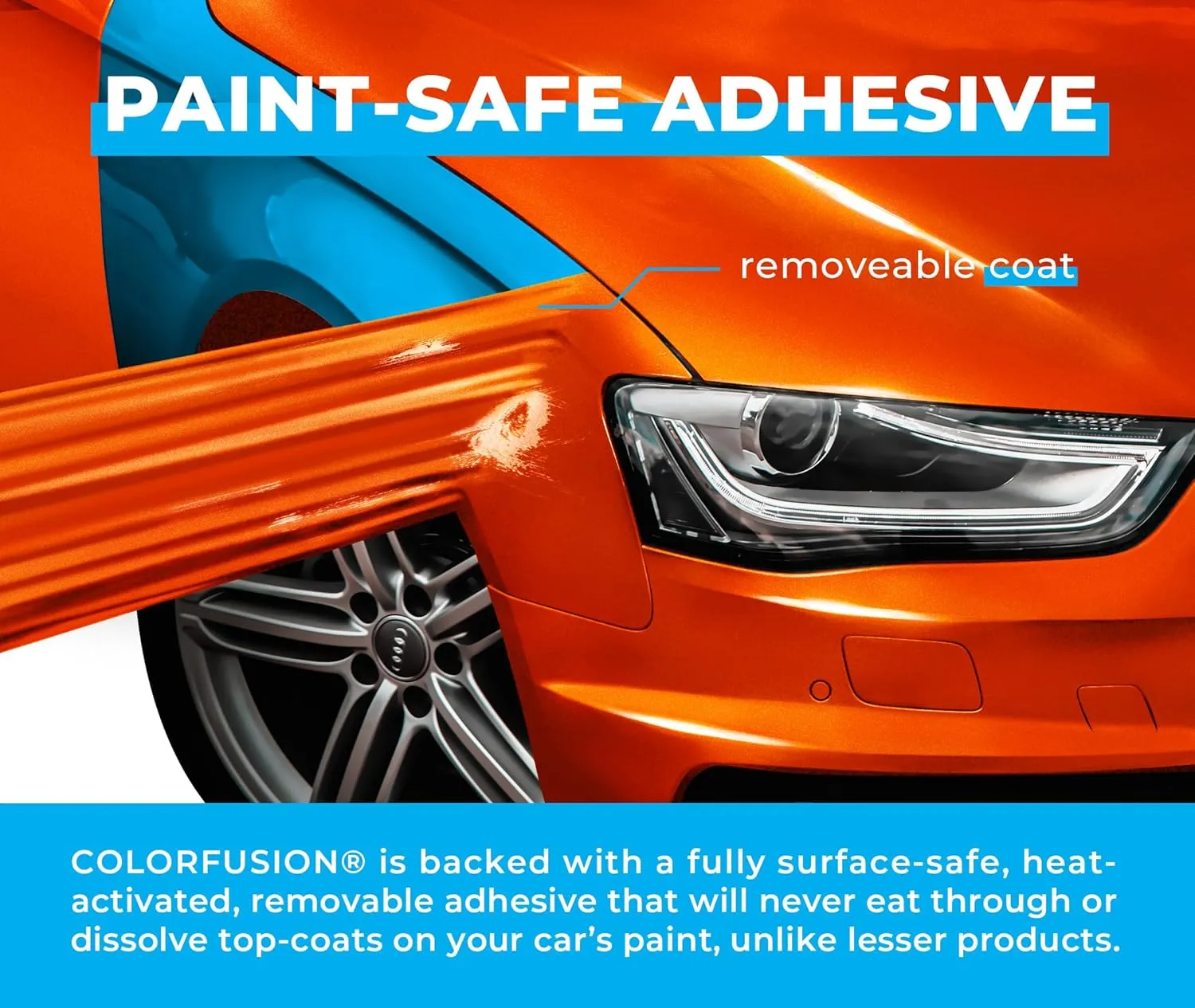 ColorFusion PPF by VViViD, Gloss Flame Orange Dry Apply PPF Vinyl Car Wrap Roll 1ft x 5ft