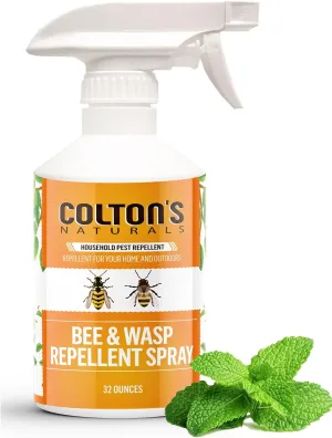 Colton’s Naturals - Bee and Wasp Repellent Spray - (32 OZ) - Natural, Bee and Wasp Deterrent - Quick and Easy Pest Control - Safe to Spray Around Pets and Children