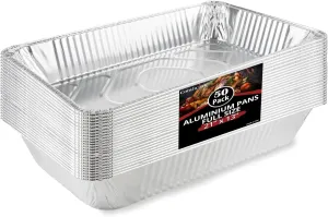 COMFICOVE Aluminum Pans Disposable (50 Pack), 21x13 Pans for, Prepping, Roasting, Food, Storing, Heating, Cooking, Chafers, Catering, BBQ Grilling, Sturdy Baking Pan Trays
