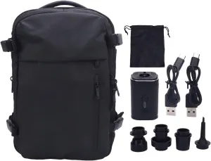 Compression Travel Backpack, 55L Large Expandable Backpack Storage Vacuum Backpacks, Water Proof Casual Backpacks with Pump & Packing Cubes for College, Travel, Work (Black)
