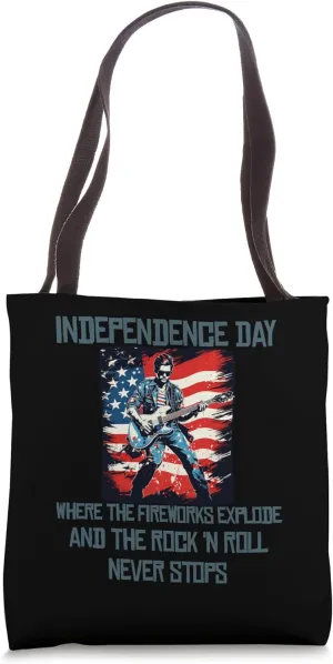 Cool fireworks and rock'n roll on 4th of July costume Tote Bag
