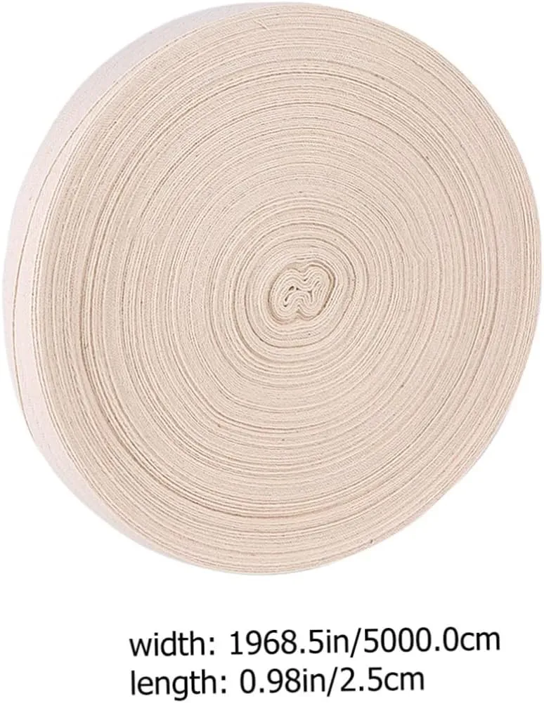 Cotton Webbing 2.5cm Wide Herringbone Ribbon 50m Roll Versatile for Decor Present Wrapping