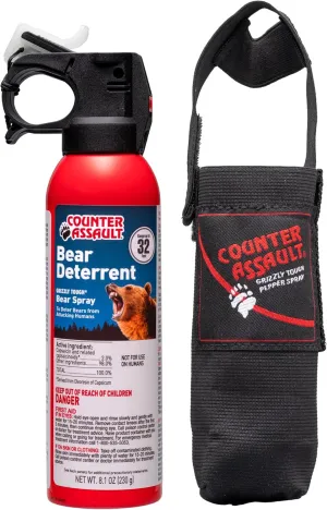 Counter Assault Bear Spray - 2% Capsaicin Bear Deterrent - Pepper Spray for Hiking, Camping, Hunting & More - 8.1 oz