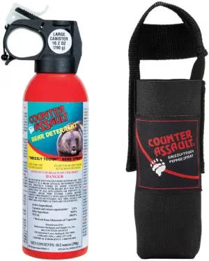 Counter Assault - EPA Certified, Maximum Strength & Distance Bear Repellent Spray - Hottest Formula Allowed by Law - Night Glow Locator & Tactical Holster Included (10.2 oz)