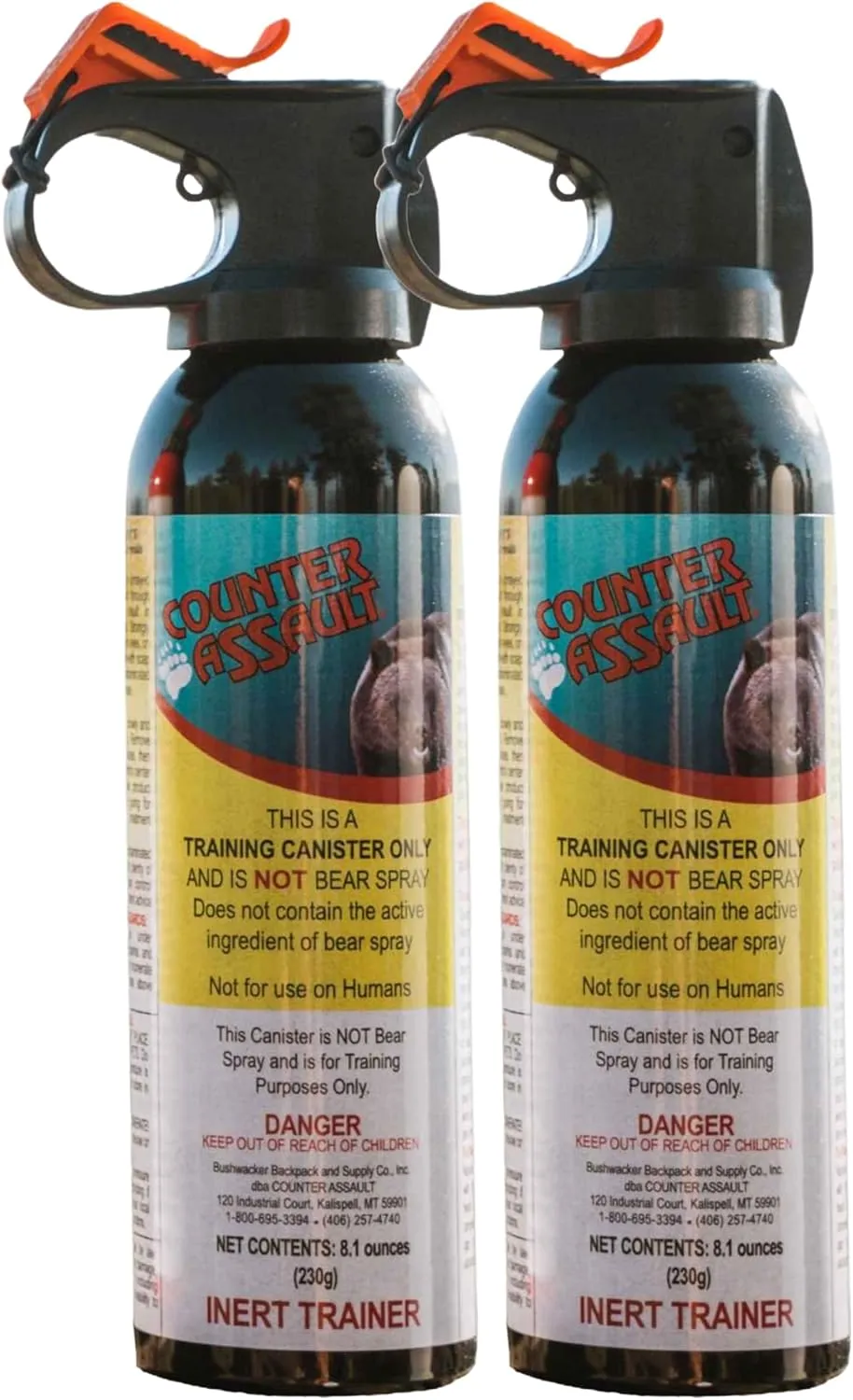 Counter Assault Practice Bear Spray - Training Bear Deterrent Spray - Bear Pepper Spray Without Active Ingredients for Demonstrations, Practice & More - 8.1 oz (2 Pack)