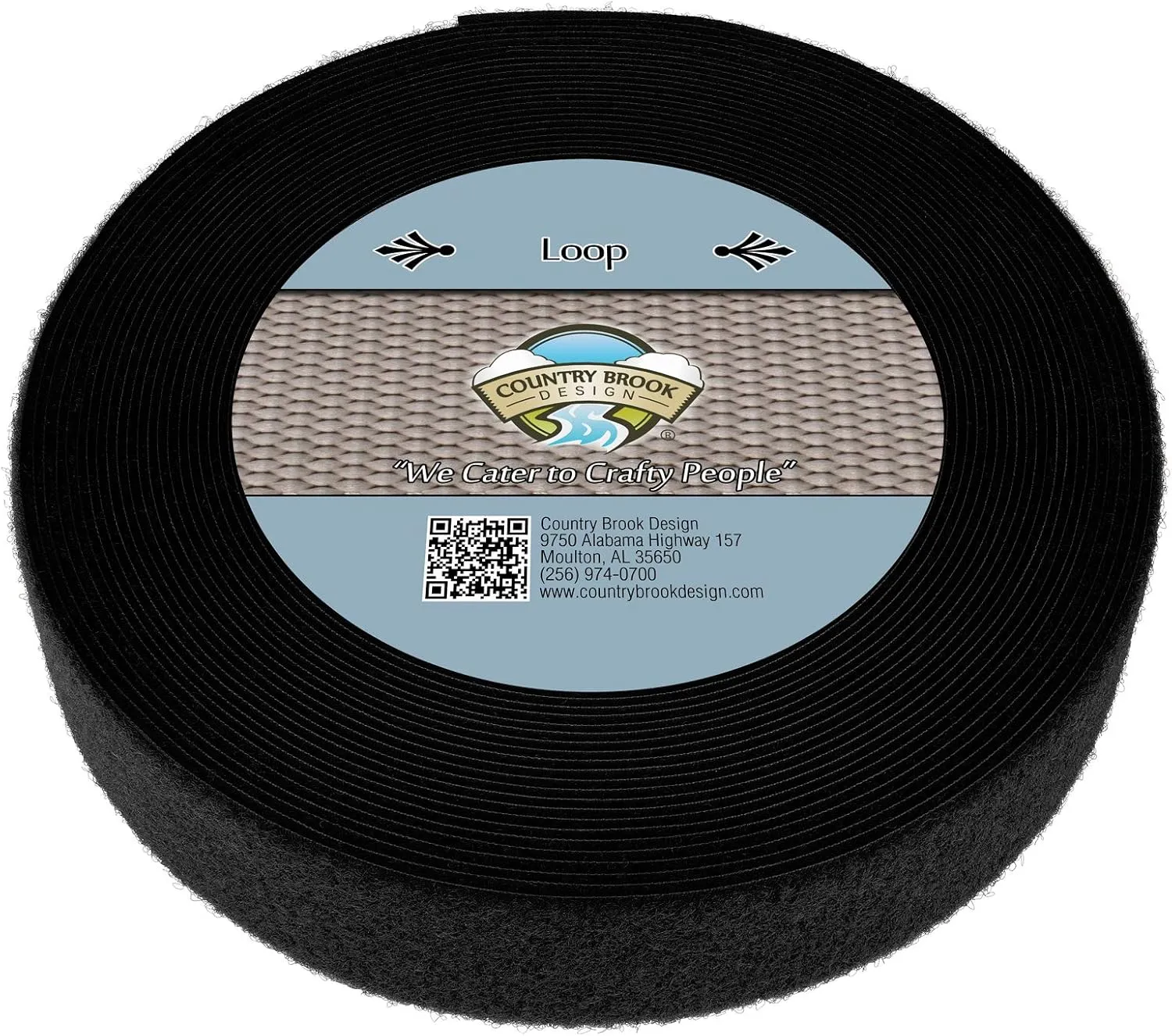 Country Brook Design - Black Sew On Loop Only (2 inch, 25 Yards)