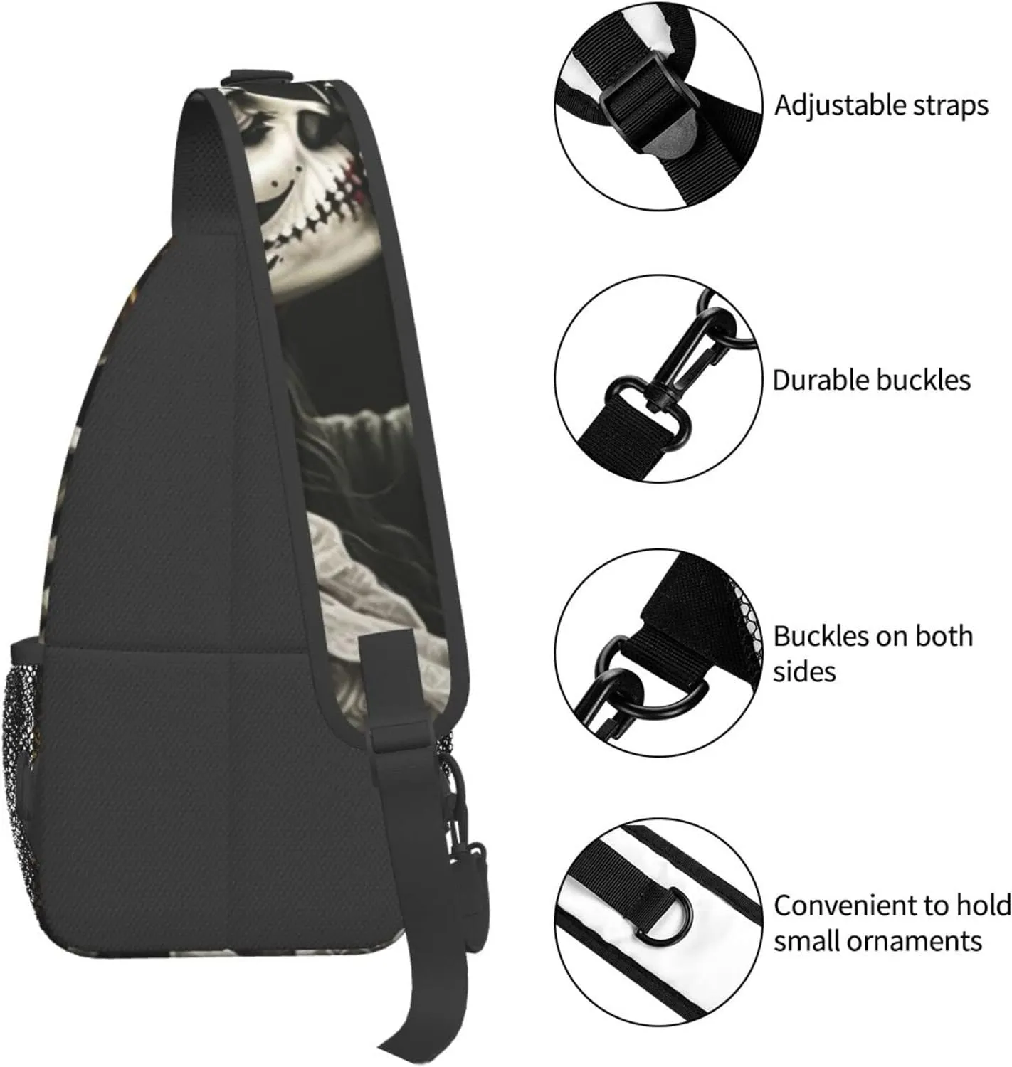 Couple Skull Outdoor Cross-body Shoulder Bag, Unisex Backpack For Women Men Young Hiking Travel