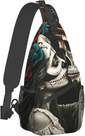 Couple Skull Outdoor Cross-body Shoulder Bag, Unisex Backpack For Women Men Young Hiking Travel