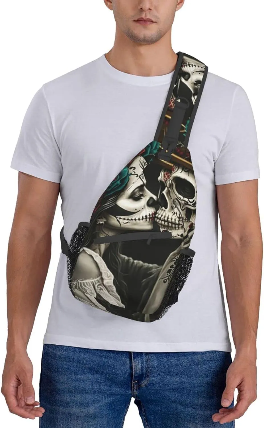 Couple Skull Outdoor Cross-body Shoulder Bag, Unisex Backpack For Women Men Young Hiking Travel