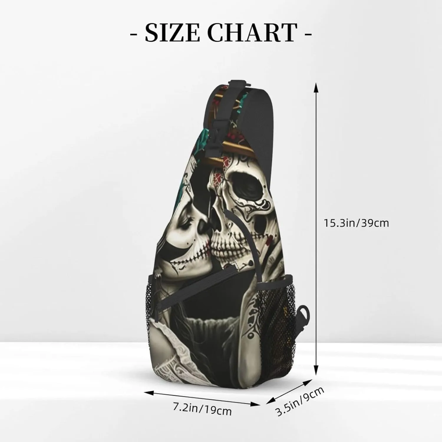 Couple Skull Outdoor Cross-body Shoulder Bag, Unisex Backpack For Women Men Young Hiking Travel