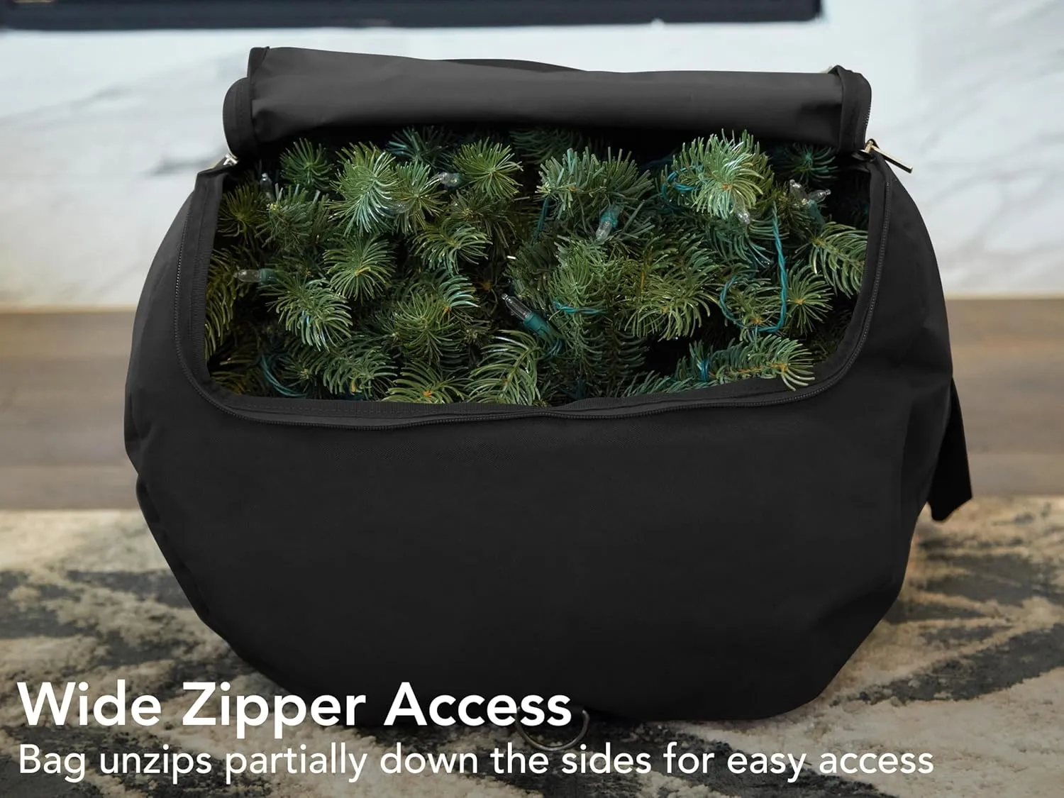 Covermates Keepsakes Garland Duffle Bag – Durable Polyester, Reinforced Handles, Fits up to 25 Foot Garland Depending on Thickness - Holiday Storage, Black